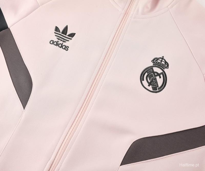 24/25 Real Madrid Light Pink Full Zipper Jacket +Long Pants