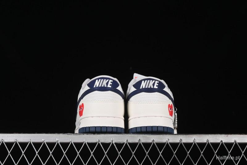 Nike SB Dunk Low Comme des Garcons Collaboration - Off-White Blue Swoosh Anniversary Custom Low-Top Casual Sneakers - KK1888-008