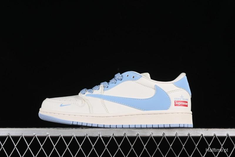 Nike Travis Scott x Fragment Design x Air Jordan 1 Low OG SP AJ1 Stone Island Collaboration - BB6588-105