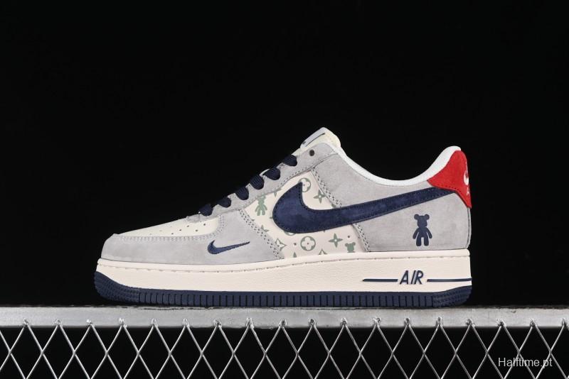 Nike Air Force 1 '07 Low Violent Bear Collaboration - Grey Blue Print Low-Top Casual Sneakers - SJ9188-001