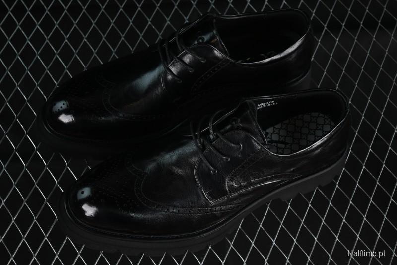 Ecco Block Brogue Business Derby Round Toe Genuine Leather Dress Shoes - 63667201001