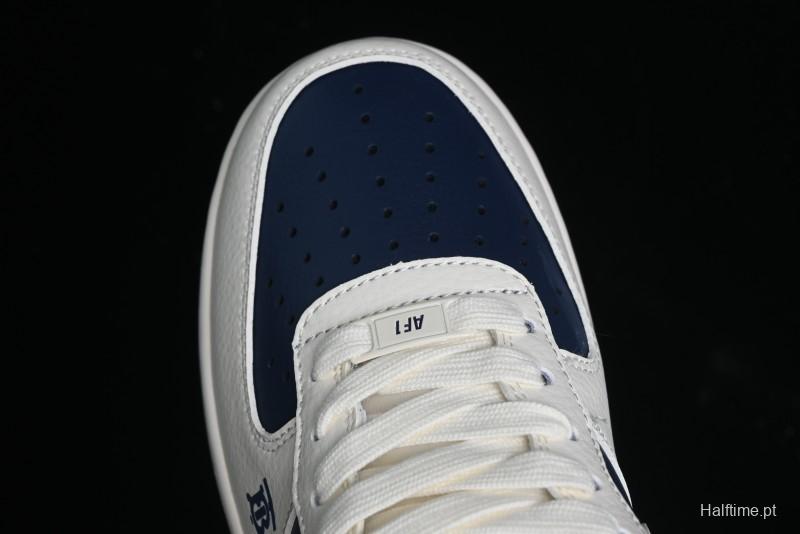 Nike Air Force 1 '07 Low Burberry Collaboration - Off White Navy Blue Patchwork Low Top Casual Sneakers BB8588-222