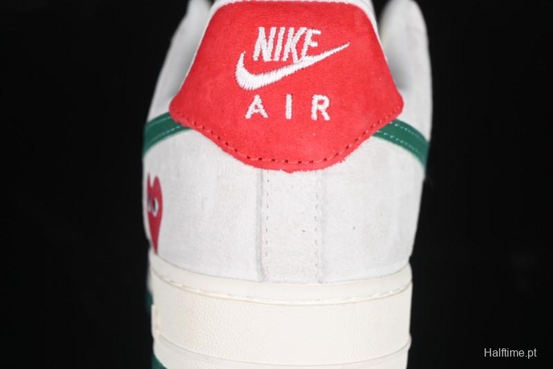 Nike Air Force 1 '07 Low CDG Play Collaboration Green Swoosh Low-Top Casual Sneakers - DF0188-033