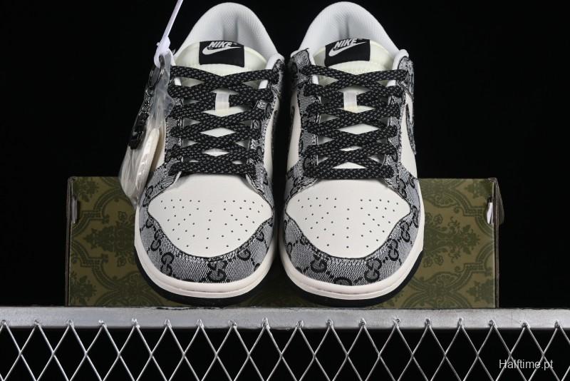 Nike SB Dunk Low Gucci Collaboration - Grey Pattern Anniversary High-End Custom Low-Top Casual Skate Shoes - BB9676-311