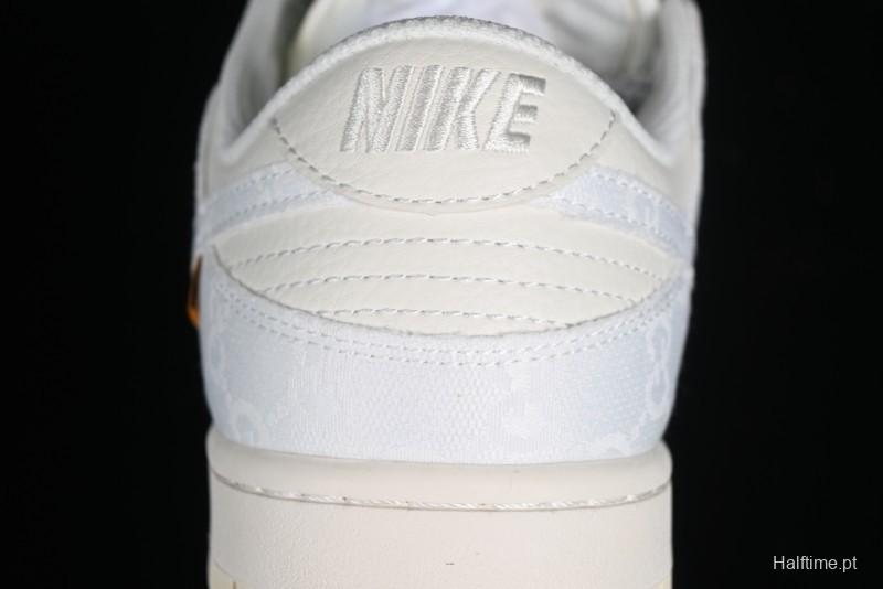 Nike SB Dunk Low Gucci Collaboration - Silver White Pattern Anniversary High-End Custom Low-Top Casual Sneakers BB9676-312