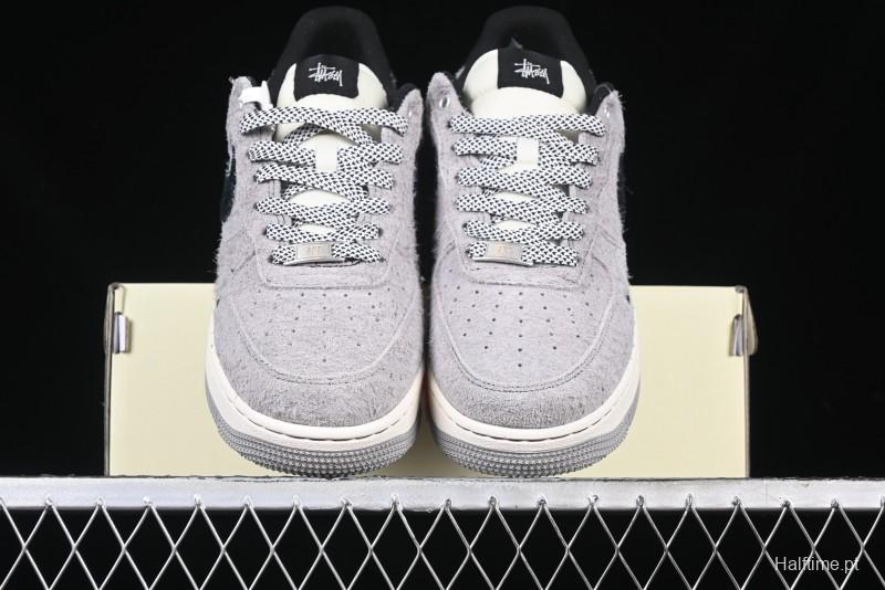 Nike Air Force 1 '07 Low Stussy Collaboration - Suede Grey Low-Top Casual Sneakers - SJ6698-018