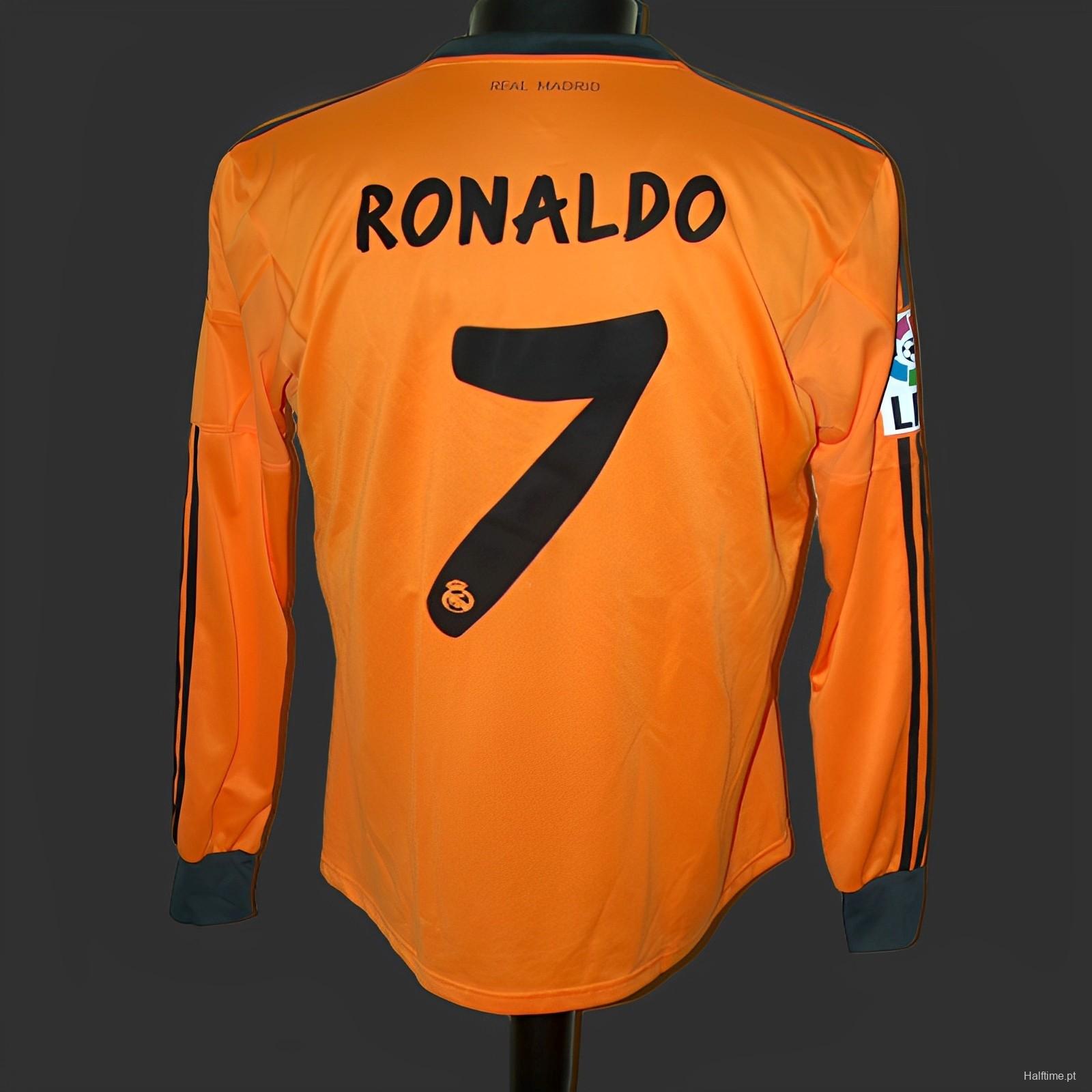 Retro 13/14 Real Madrid Third Orange Long Sleeve Jersey Worn By Ronaldo