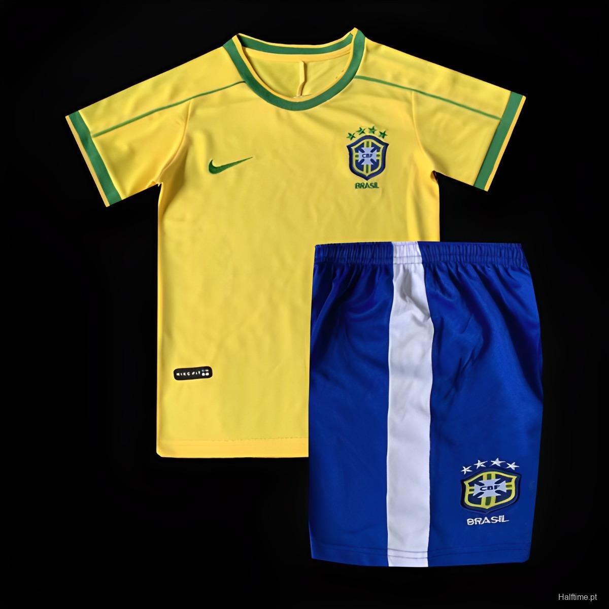 Retro Kids 1998 Brazil Home Jersey